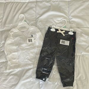 Bnwt Ralph Lauren white long sleeved and navy jogger sweats 18 months